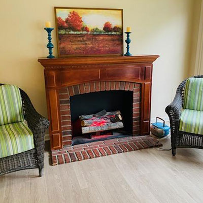 Common area with fire place at the Landings of Douglas