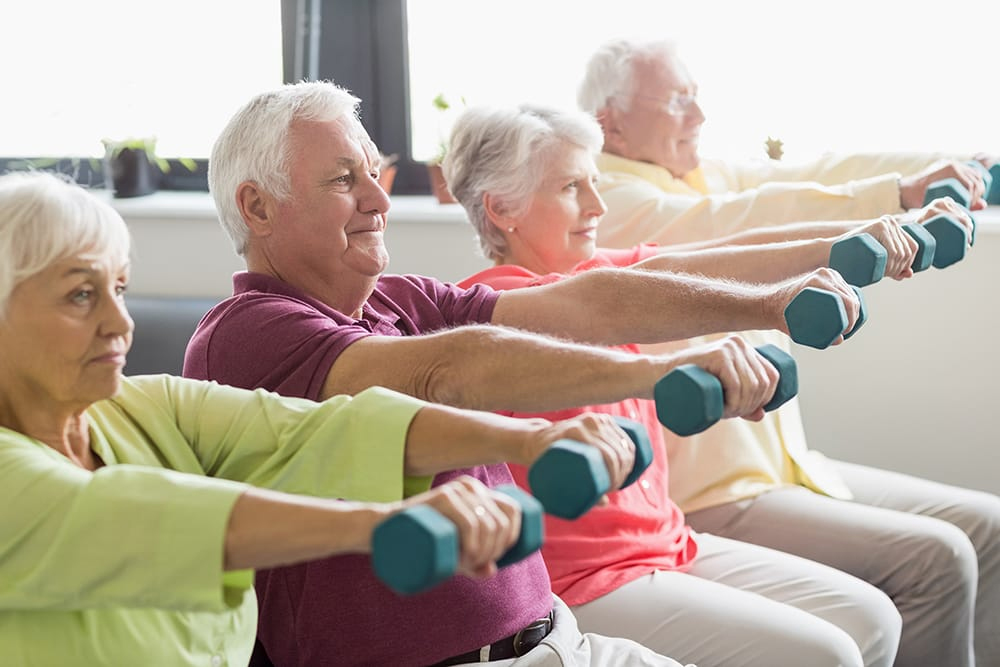 People doing low impact exercises